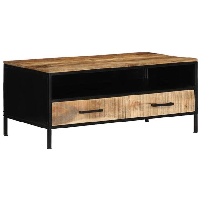 Berkfield Home Modern Coffee Table 90x50x40 cm Solid Wood Rough Mango in Brown - Size: 90 x 50 x 40 cm - image 1