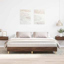 Berkfield Home Bed Frame No Mattress Brown Oak 200x200 cm Engineered Wood - thumbnail 2