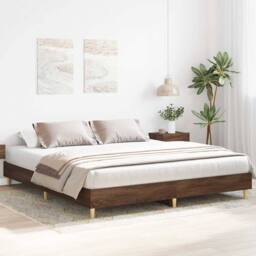 Berkfield Home Bed Frame No Mattress Brown Oak 200x200 cm Engineered Wood - thumbnail 3