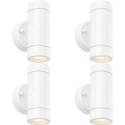 Loops 4 PACK Up & Down Twin Outdoor IP44 Wall Light - 2 x 7W GU10 LED - Gloss White