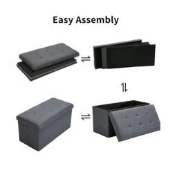 AKA Storage Ottoman Padded Foldable 110cm x 38 cm x 38 cm in Beige - Size: 110 cm x 35 cm - thumbnail 2