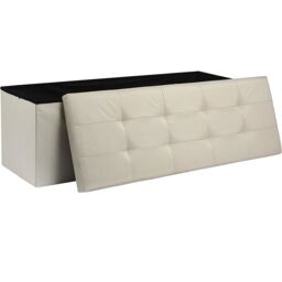 AKA Storage Ottoman Padded Foldable 110cm x 38 cm x 38 cm in Beige - Size: 110 cm x 35 cm - thumbnail 1