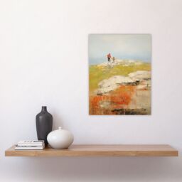 Artery8 A Walk With Dad By David Armstrong Oil Painting Green Red Coastal Cliff Landscape Unframed Wall Art Print Poster Home Decor Premium - thumbnail 4