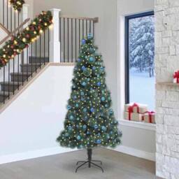 Berkfield Home Elegant Artificial Pre-lit Christmas Tree with Ball Set Green 240 cm - thumbnail 2
