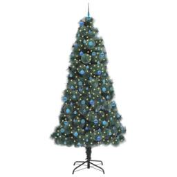 Berkfield Home Elegant Artificial Pre-lit Christmas Tree with Ball Set Green 240 cm - thumbnail 1