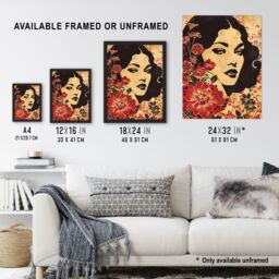 "Artery8 Beauty in Bloom Woman Floral Portrait Design Wall Art Print in Beige - Size: W12"" x H16""" - thumbnail 3