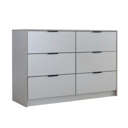 Home Source Chest 6 Drawers Bedroom Clothing Bedside Storage Organiser Wide in Grey - thumbnail 7