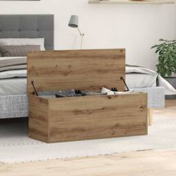 Berkfield Home Storage Box in Artisan Oak - 90x35x35 cm, Made from Engineered Wood in Brown - Size: 90 x 35 x 35 cm - thumbnail 4