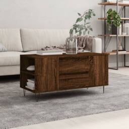 Berkfield Home Coffee Table Brown Oak 102x44.5x50 cm Engineered Wood - thumbnail 2