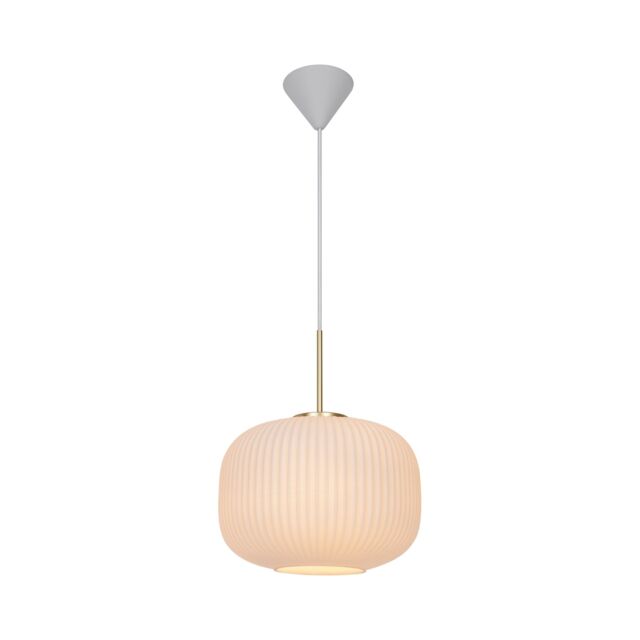 Nordlux Vintage Indoor Pendant Light White Glass E27 Ribbed - Mains Powered, IP20 - image 1