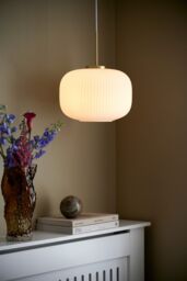 Nordlux Vintage Indoor Pendant Light White Glass E27 Ribbed - Mains Powered, IP20 - thumbnail 4