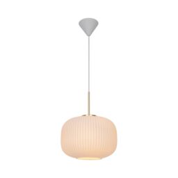 Nordlux Vintage Indoor Pendant Light White Glass E27 Ribbed - Mains Powered, IP20 - thumbnail 1