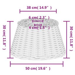 Berkfield Home Ceiling Lamp Shade White √ò50x30 cm Wicker - Size: 50x30 cm - thumbnail 6