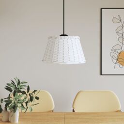 Berkfield Home Ceiling Lamp Shade White √ò50x30 cm Wicker - Size: 50x30 cm