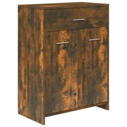 Berkfield Home Classic Bathroom Cabinet Smoked Oak 60x33x80 cm Engineered Wood in Brown - Size: 60 x 33 x 80 cm - thumbnail 3