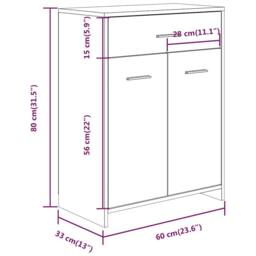 Berkfield Home Classic Bathroom Cabinet Smoked Oak 60x33x80 cm Engineered Wood in Brown - Size: 60 x 33 x 80 cm - thumbnail 9