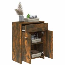 Berkfield Home Classic Bathroom Cabinet Smoked Oak 60x33x80 cm Engineered Wood in Brown - Size: 60 x 33 x 80 cm - thumbnail 4