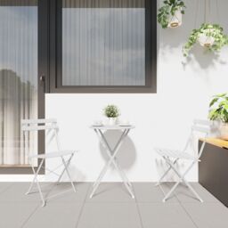 Berkfield Home Outdoor Chairs Cool White Metal Standard Foldable Patio Chairs - thumbnail 3