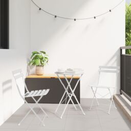Berkfield Home Outdoor Chairs Cool White Metal Standard Foldable Patio Chairs - thumbnail 1
