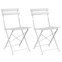 Berkfield Home Outdoor Chairs Cool White Metal Standard Foldable Patio Chairs - thumbnail 2