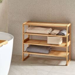 Wyld and Coco Bamboo 4-Tier Stackable Bathroom Shelf - Light Brown