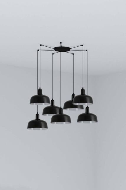 Netlighting Tatawin Medium Cluster Pendant Ceiling Light Gloss Black 7x E27