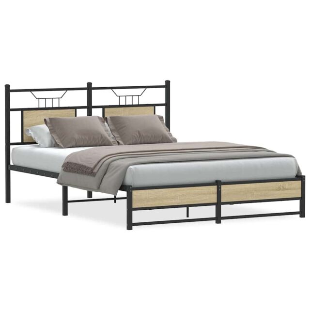 Berkfield Home Bed Frame without Mattress Sonoma Oak 150x200 cm King Size Engineered Wood in Brown - image 1