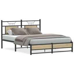 Berkfield Home Bed Frame without Mattress Sonoma Oak 150x200 cm King Size Engineered Wood in Brown - thumbnail 1