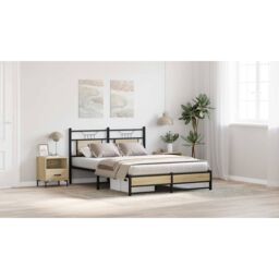Berkfield Home Bed Frame without Mattress Sonoma Oak 150x200 cm King Size Engineered Wood in Brown - thumbnail 5