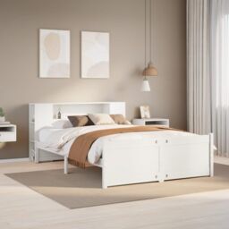 Berkfield Home Bookcase Bed without Mattress White 140x200cm Solid Wood Pine - Size: 140x200 cm - thumbnail 1