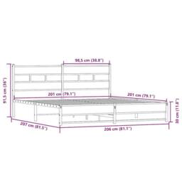 Berkfield Home Metal Bed Frame without Mattress Sonoma Oak 200x200 cm in Brown - thumbnail 9