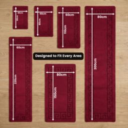 Smart Living Plain Heavy Duty Machine Washable Hallway Kitchen Non Slip Door Mat in Red - Size: 40 cm x 60 cm - thumbnail 4