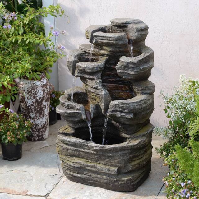 Bumilgar Elegant Water Feature 62CM 6-Tier Stone Gray in Grey - image 1