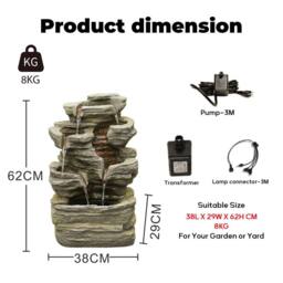 Bumilgar Elegant Water Feature 62CM 6-Tier Stone Gray in Grey - thumbnail 5