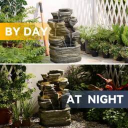 Bumilgar Elegant Water Feature 62CM 6-Tier Stone Gray in Grey - thumbnail 3
