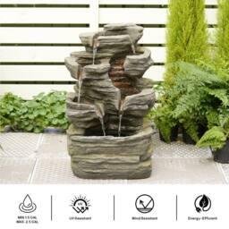 Bumilgar Elegant Water Feature 62CM 6-Tier Stone Gray in Grey - thumbnail 2