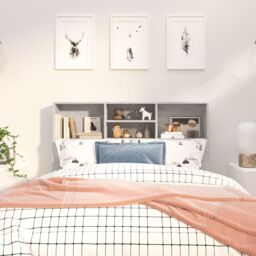 Berkfield Home Headboard Cabinet Concrete Grey 120x19x103.5 cm - thumbnail 3