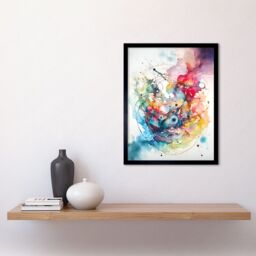 "Artery8 Abstract Multicolour Splatter Paint Watercolour Framed Art 12X16"" in Black - Size: W12"" x H16""" - thumbnail 2