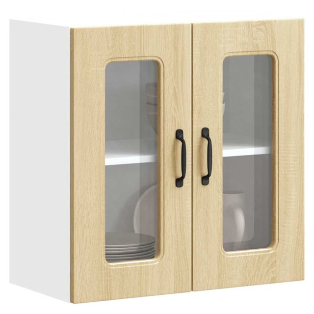 Berkfield Home Kitchen Wall Cabinet with Glass Door Kalmar Sonoma Oak Engineered Wood in Brown - image 1
