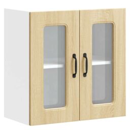 Berkfield Home Kitchen Wall Cabinet with Glass Door Kalmar Sonoma Oak Engineered Wood in Brown - thumbnail 2