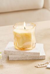 SHEONLY Lime & Citrus Soy Wax Scented Candle in Irregular Curved Glass Cup in Orange - thumbnail 1