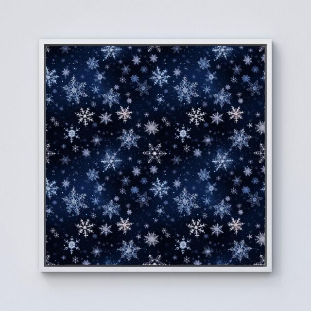 "Warren Reed - Designer Dreamy & Magical Snowflake Framed Canvas in Off-White - Size: W16"" x H16""" - image 1