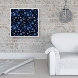 "Warren Reed - Designer Dreamy & Magical Snowflake Framed Canvas in Off-White - Size: W16"" x H16""" - thumbnail 2