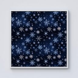 "Warren Reed - Designer Dreamy & Magical Snowflake Framed Canvas in Off-White - Size: W16"" x H16""" - thumbnail 1