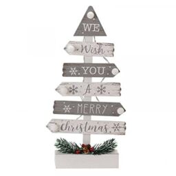 Marco Paul Wooden Christmas Tree with 6 LED Lights - Christmas Tree Decorations in White - thumbnail 3