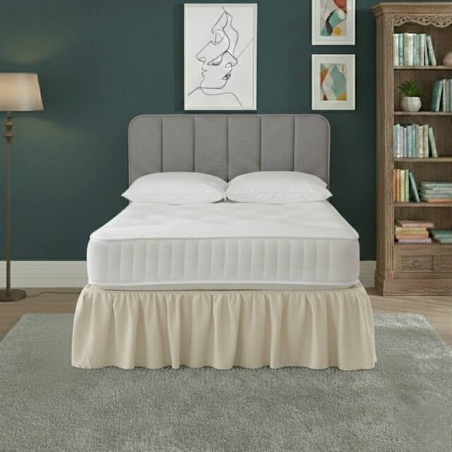 Snug City Base Valance Polycotton Sheet for Divan Beds Easy Care Bed Base Cover in Cream - Size: Super King - image 1