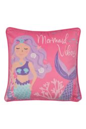 Bedlam 'Mermaid Vibes' Velvet Filled Cushion in Pink - Size: 43 cm x 43 cm - thumbnail 3