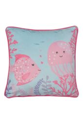 Bedlam 'Mermaid Vibes' Velvet Filled Cushion in Pink - Size: 43 cm x 43 cm - thumbnail 4