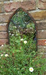 Inspirational Gifting Leavesdon Arched Window Mirror for Home or Garden 40cm tall in Brown - thumbnail 2