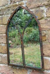 Inspirational Gifting Leavesdon Arched Window Mirror for Home or Garden 40cm tall in Brown - thumbnail 3